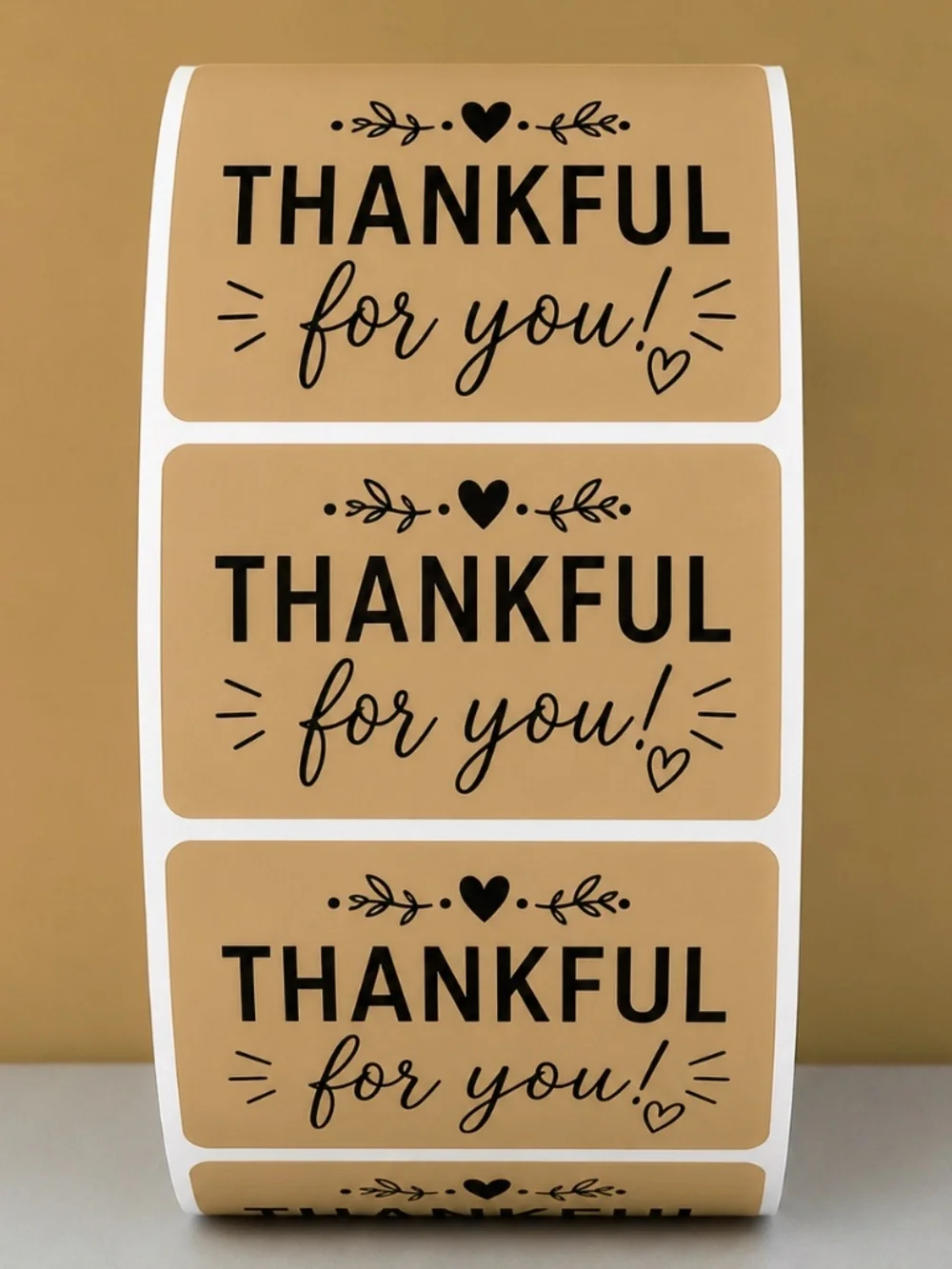 100 Thankful for You Stickers Kraft Thank You Labels Small Business 2x1 Inch